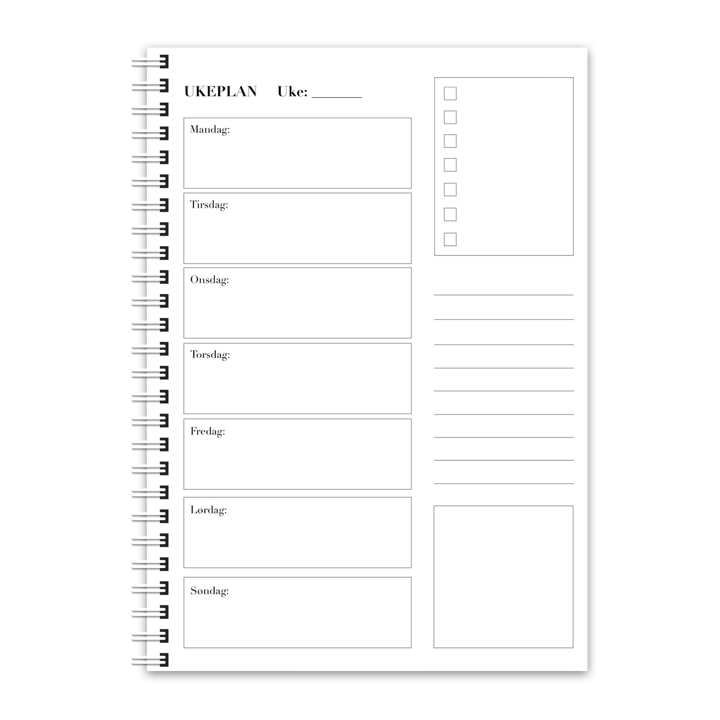 Ukeplanlegger Spiralinnbinding