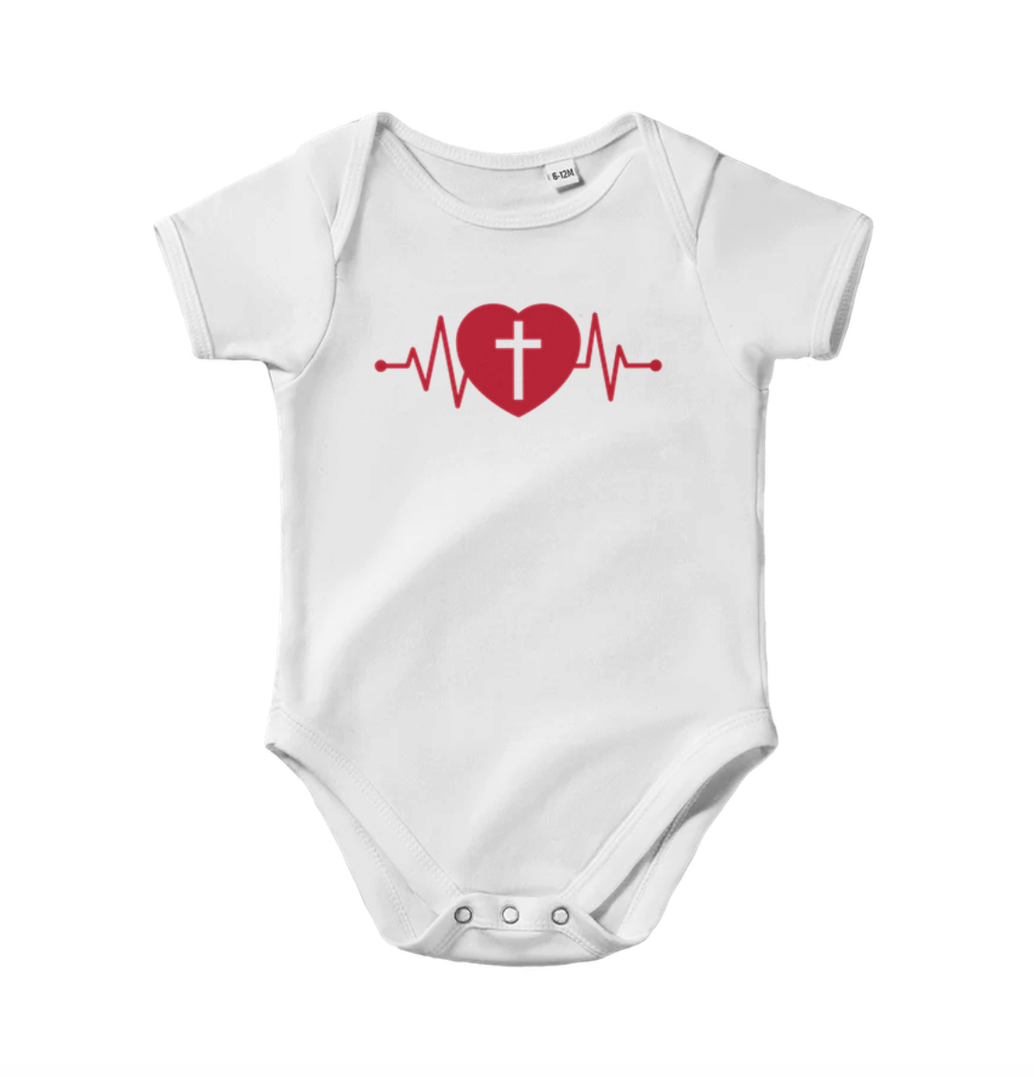 Jesus i Hjertet Kortermet Babybody