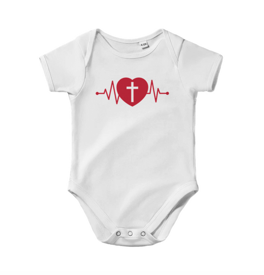 Jesus i Hjertet Kortermet Babybody
